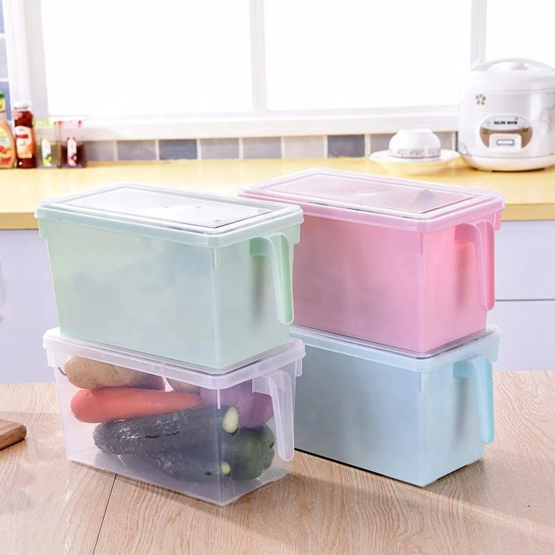New Refrigerator with Lid Food Fruit Preservation Box with Handle Drawer Type Food Preservation Plastic Storage Box