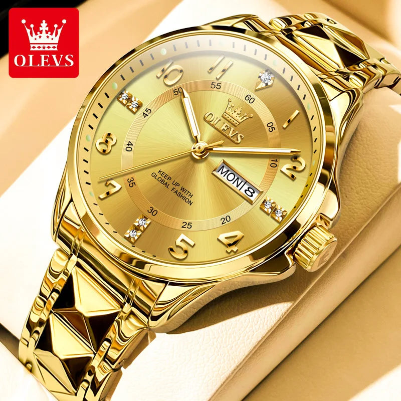 OLEVS 2910 Hot Sales High Quality Fashion Business Calendar Stainless Steel Waterproof Couple Woman Man Quartz Watch Relojes