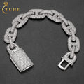 Factory Price Punk Style Men's Jewelry Luxury Anklet 14mm Full Pave 5A CZ Stone Iced Out Cuban Link Chain Bracelet