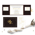 Hand Made Hardcover Pocket Design Gate Fold Velvet Wedding Invitation with Laser Cut Monogram Acrylic