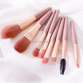 Wholesale 8PCS Mini Makeup Brush Set Plastic Handle Super Soft Artificial Fiber Blush Brush Foundation Brush Kit