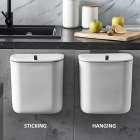 Small Wall-Mounted Kitchen Waste Storage Bucket 9L Capacity PP ABS Material Rectangle Countertop Trash Bin Home Bathroom Use