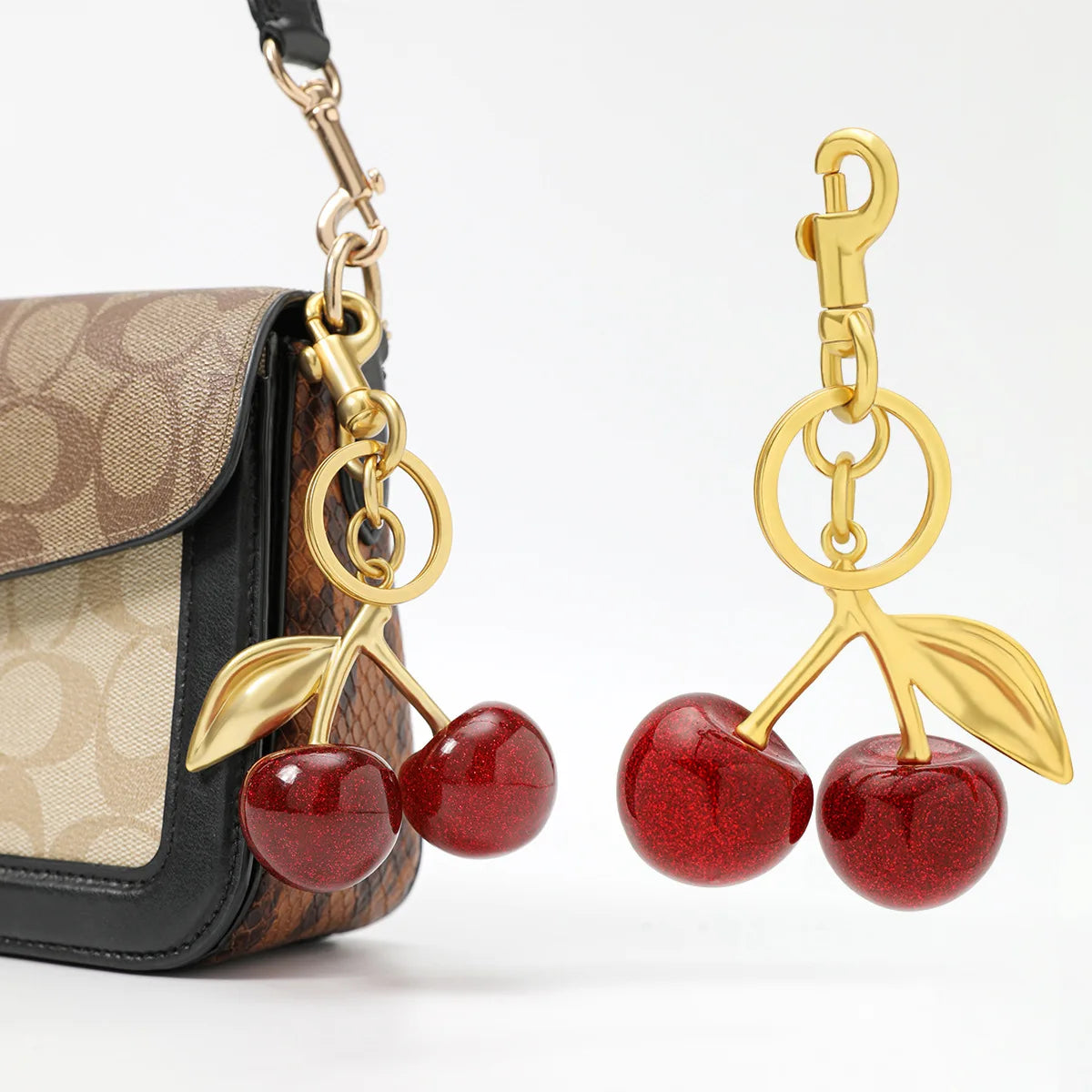 Manufacturers Direct Sales Cherry Keychain Bag Pendant Women Bag Jewelry Beautiful Car Keychain 3D Cherry Keychain