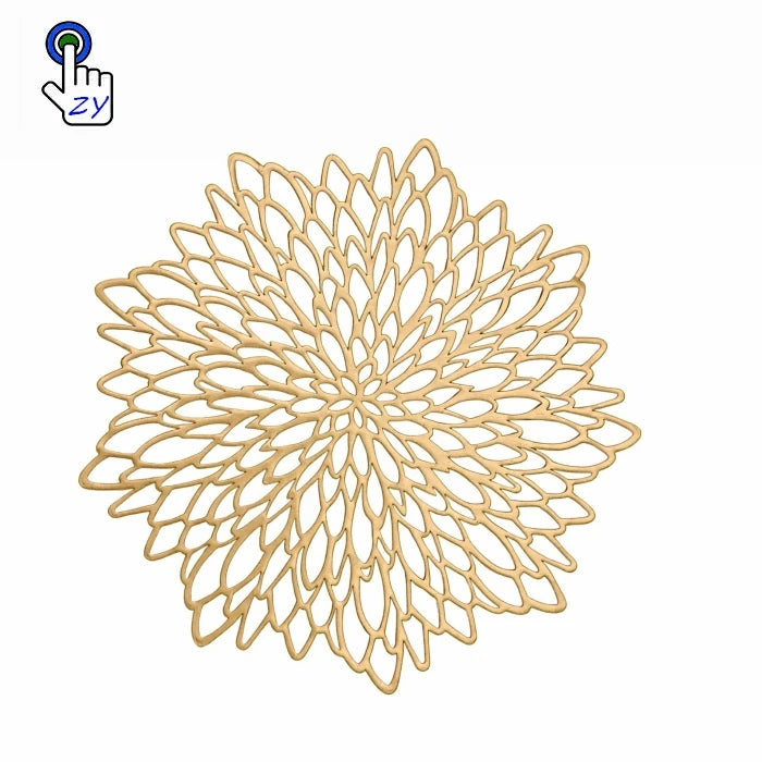 Wholesale Promotional Price Customized Gold Color Gift Set PVC Placemat Vinyl Table Dining Placemat