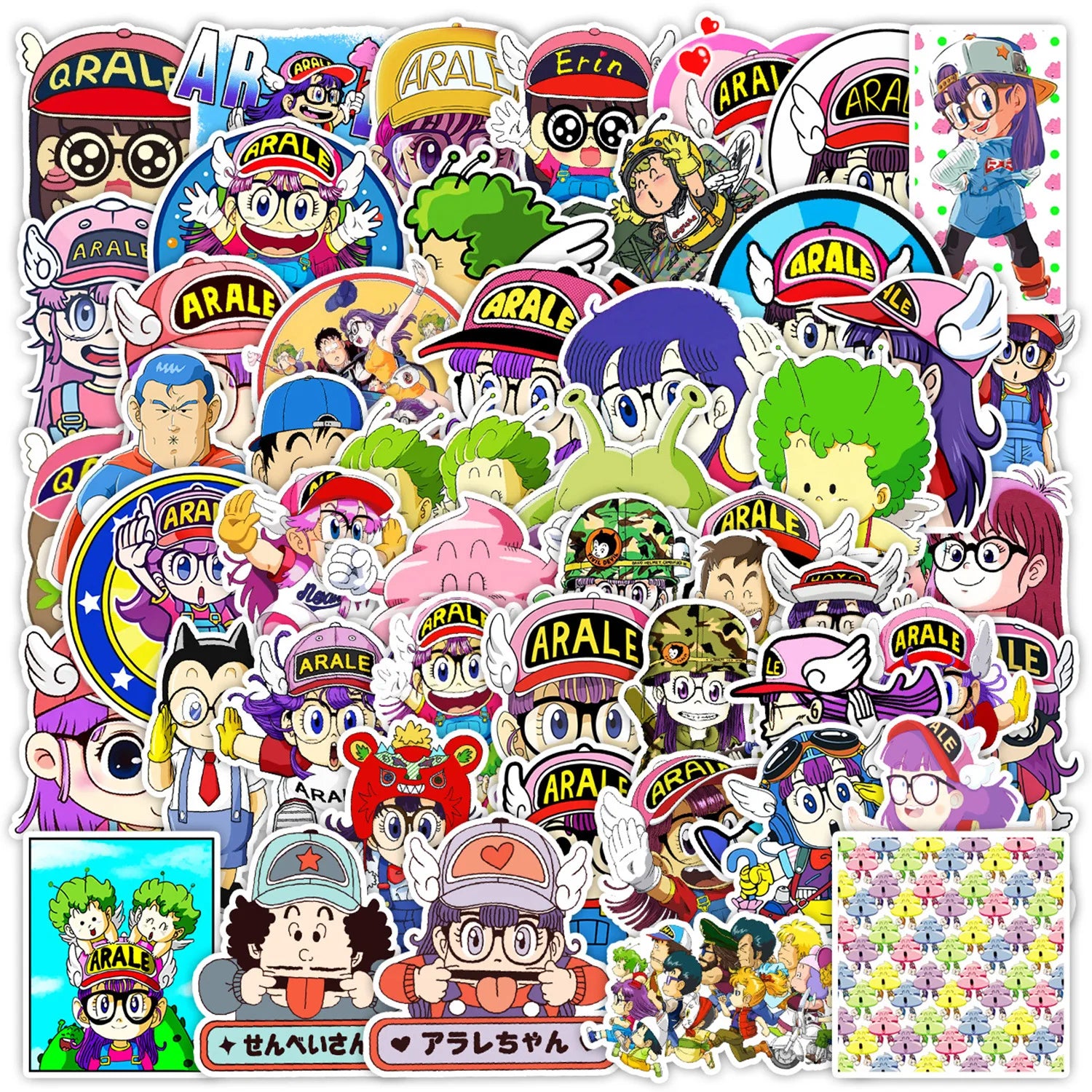 50Pcs Anime ARALE Graffiti Decorative Stickers Label for Luggage Laptop Guitar Scrapbook Skateboard Waterproof Sticker