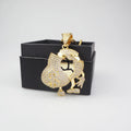 M Chocolate Beans Hold Money Bag Pendant Hip Hop Necklace Copper Jewelry European and American Hip Hop Zircon Lovers