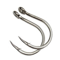 10 Packs GULANG Saltwater Ring with Barbs Fishing Hook 1/0#-5/0# Model Stainless Steel Single Fishhook