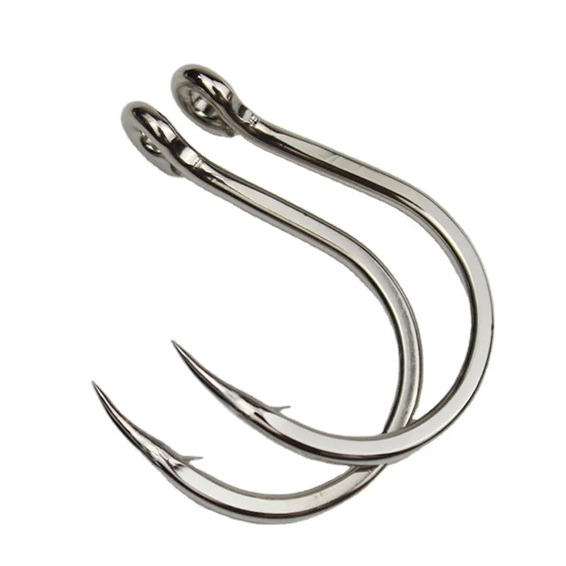 10 Packs GULANG Saltwater Ring with Barbs Fishing Hook 1/0#-5/0# Model Stainless Steel Single Fishhook