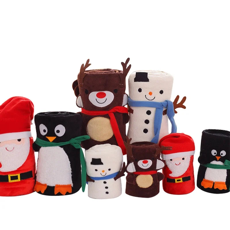 Top Quality Creative Snowman Penguin Elk Blanket Soft Double-Sided Flannel Cheap Christmas Blanket for Gift Decoration Holiday