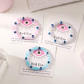 Friendship Boho Style Evil Eye Card Shiny Pink Blue White Cat Eye Round Stone Beads Turkey Blue Evil Eye Bracelet