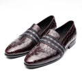 Luxury Men's Genuine Leather Loafers Handmade Wedding Shoes Pointed Toe Slip-On Closure Lightweight Breathable Fashion Print