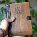 New Natural Wood Custom Notebook with a Compass Journal Customizable logo for Record Keeping Diary Gift