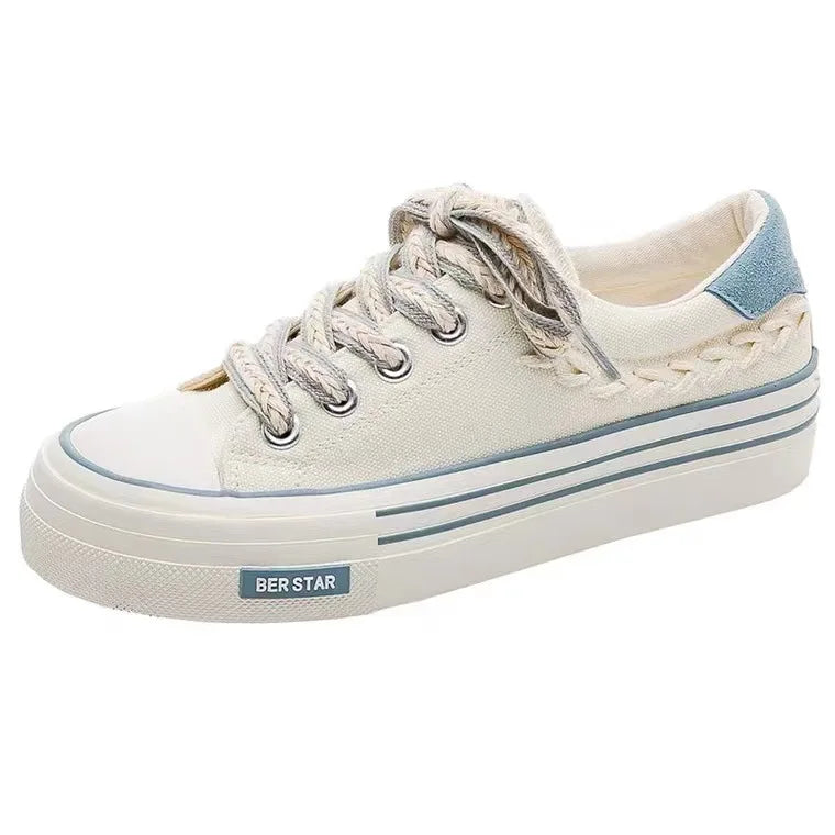 New Canvas Shoes with Breathable Thick Soles and Small White Shoes for Women