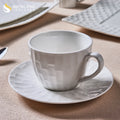 European Vintage White Ceramic Glaze Mug and Saucer Set Modern Porcelain Coffee Mug and Milk Cup for Restaurant Wedding