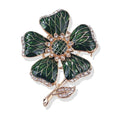 Women's Enamel Brooch Plant Flower Brooch Fashion Clothing Accessories Luxury Exquisite Rhinestone Pins Unique Design Green Pin