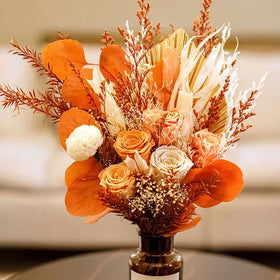 Factory OEM Orange Dried Preserved Flower Table Centerpiece Bouquet for Home Decor-Long Lasting