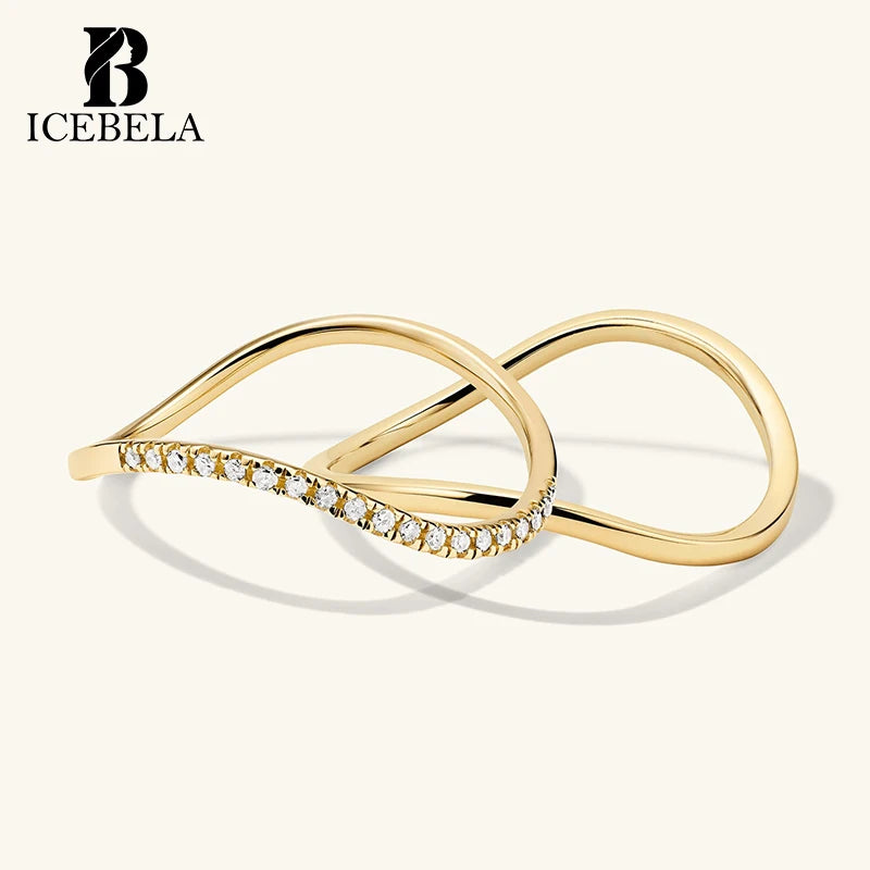 ICEBELA Wholesale Stylish Trendy Niche Fine Jewelry Designer 925 Sterling Silver Dome Figure Slim Stacker Rings Set for Girls