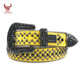 Custom Yellow Color 1.5" Luxury Cowboy Removable  Diamond Belts Rockstar Cowboy Yellow Rhinestone Belts