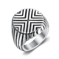 New Design Stainless Steel Men's Ring Fashionable Temperament Designer Stripe Geometric Stainless Steel Ring