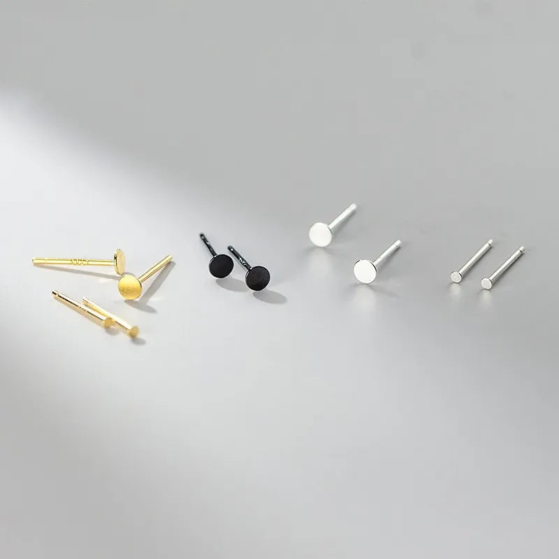 S925 Sterling Silver Fashion Earrings Mini Round Stud Earrings Ear Pierced Geometric Gold Earrings Fine Jewelry