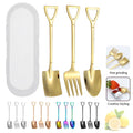 Creative Shovel Shaped 18/8 Stainless Steel Dessert Fork Spoon Silverware Portable Flatware Ice Cream Spoon