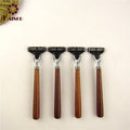 Biodegradable Natural Customized Logo Black Plated Plastic Handle Disposable Twin Blade Safety Razor for Men