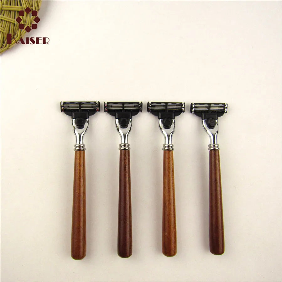 Biodegradable Natural Customized Logo Black Plated Plastic Handle Disposable Twin Blade Safety Razor for Men