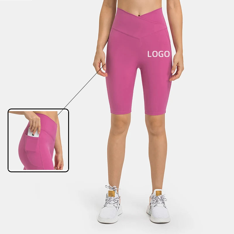 Latest Design With Side Pockets Biker Shorts Women Gym Sports Yoga Cycling Wear Short Pants Ladies Workout Exercise Clothes