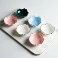 Flower Ceramic Dish Seasoning Dipping Bowl Sakura  Plate  Cherry Blossom Trinket Platos Sauce Dish Flower Dish for Kitchen
