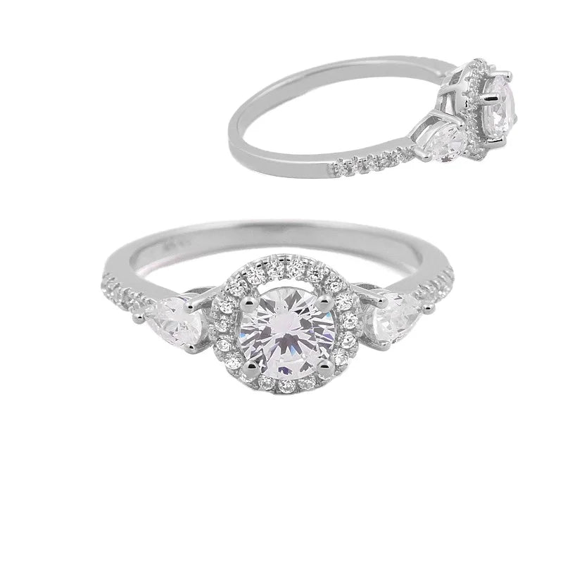 Wholesale Women Wedding Jewelry Cubic Engagement Valentine's Day Gift 18k 925 Sterling Silver Plated Zircon Luxury Ring