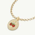 Summer Collection Custom Hand Painted Pearl Strawberry Pendant Signet Necklace for Women 18K Gold Plated Stainless Steel