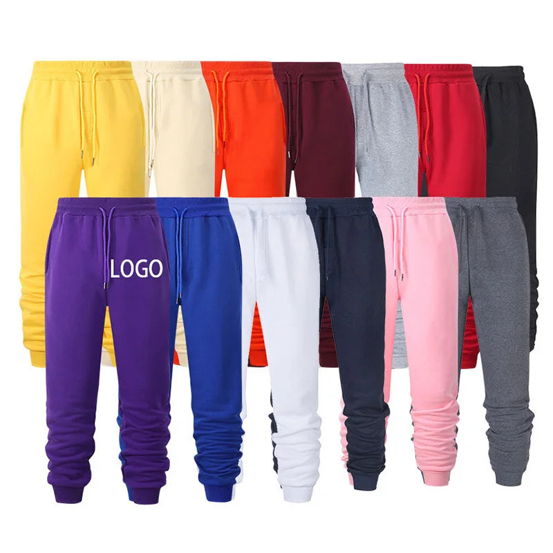 White Men Joggers Pants Custom Sweatpants Printed logo Warm Khaki Trousers for Men