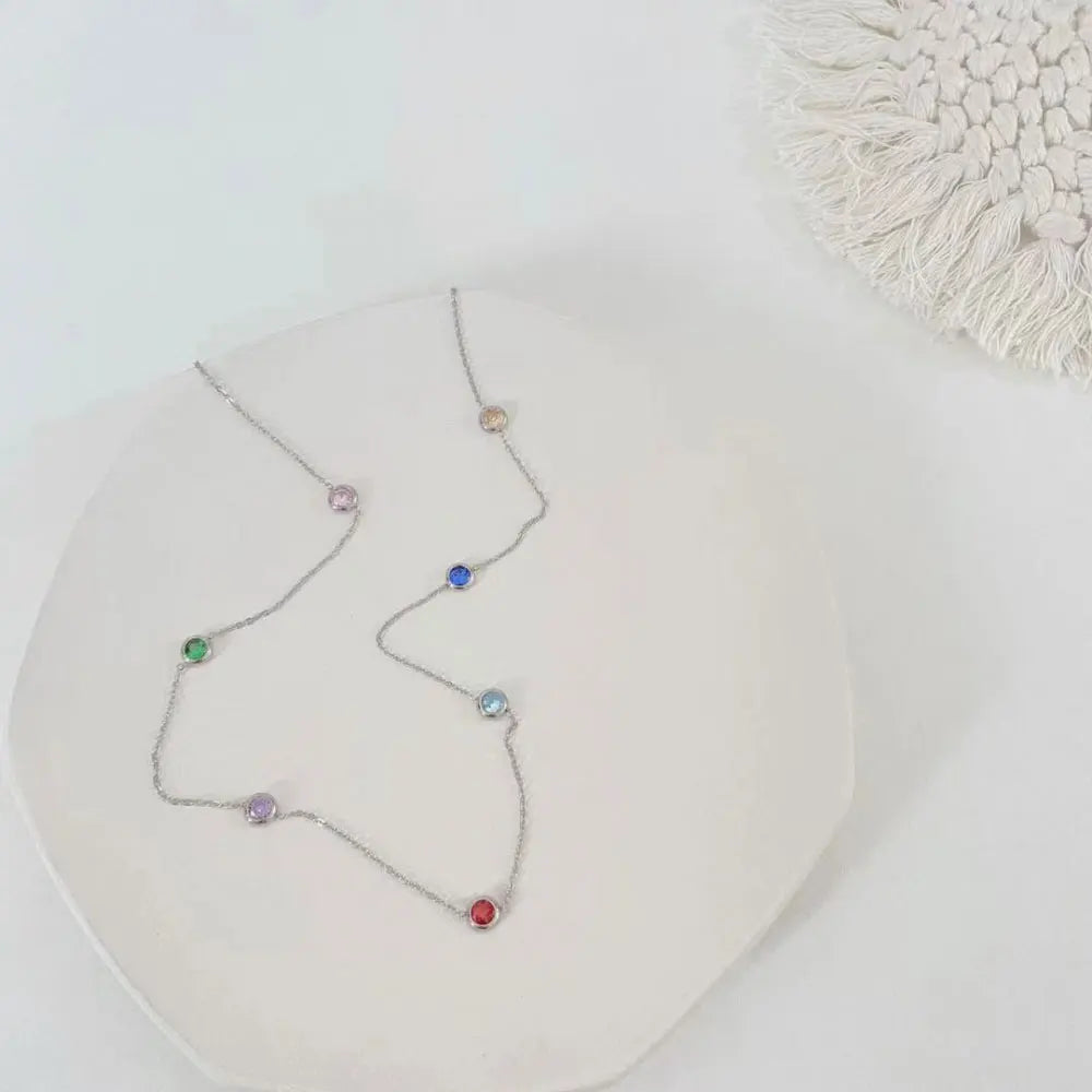 Right Grand Fashion Dainty Zirconia Choker Necklace Stainless Steel Femme Plaque or Bijoux En Aci Inoxyd