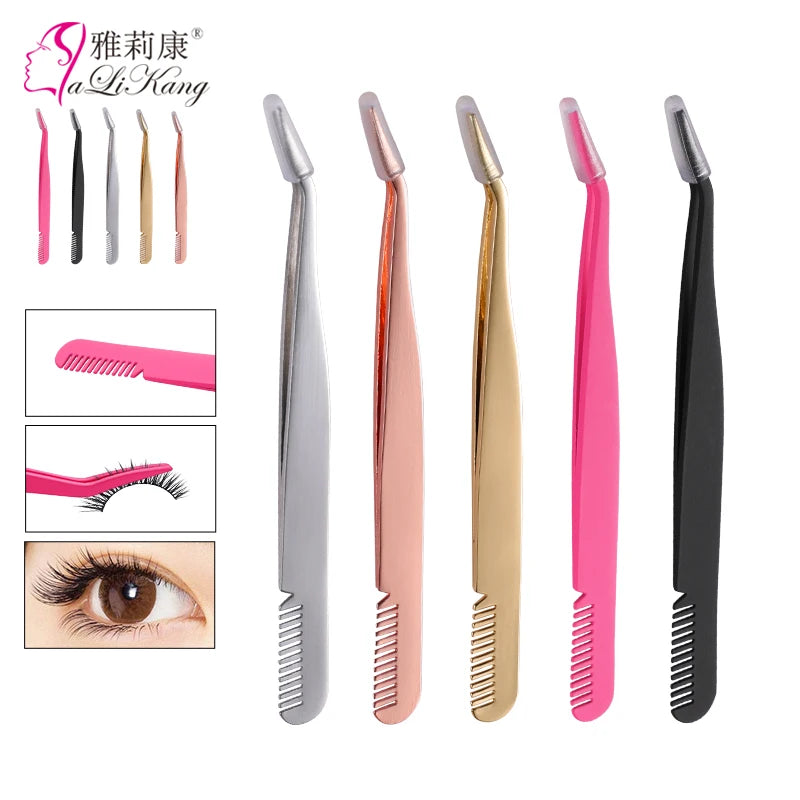 Professional Volume 2-in-1 Hair Removal Trimming Custom Color Anti-Magnetic Durable Stainless Steel Eyelash Tools Tweezers
