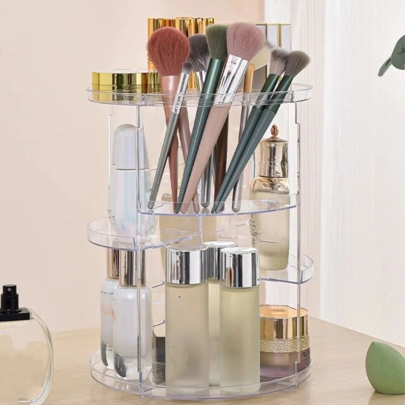 360Â° Rotating Acrylic Makeup Organizer Cosmetic Storage Box for Skincare Lipstick & More for Dorms & Bathroom Vanity