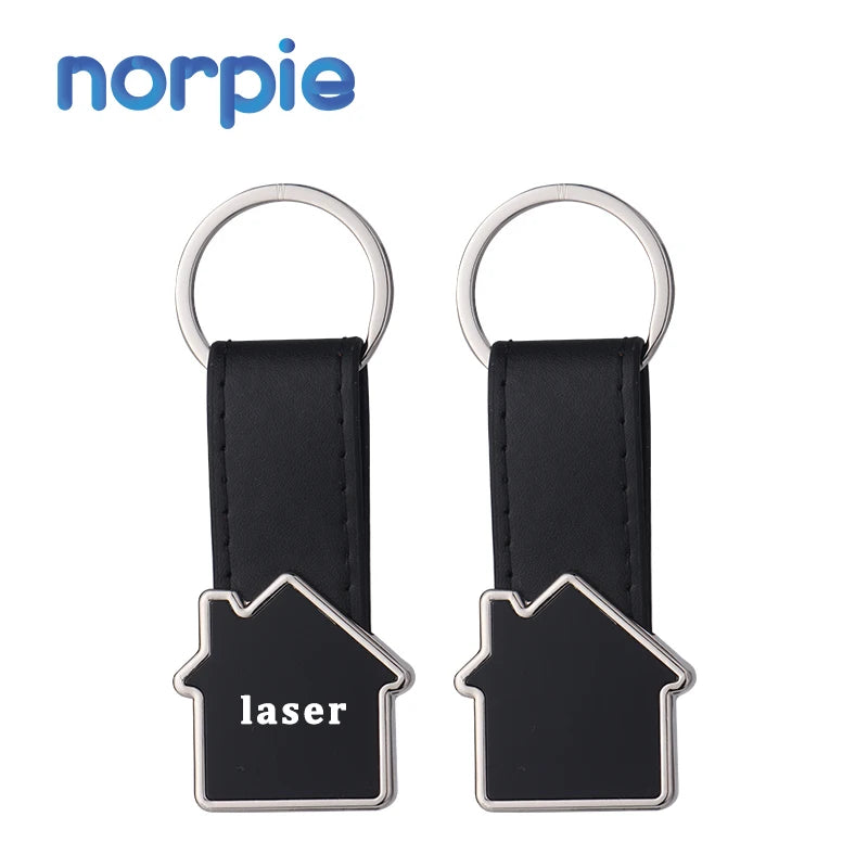 Design Your Logo Leather Metal Key Chain Laser Engraving Keychain