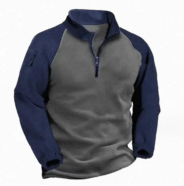 Custom Design Men's Outdoor Hiking Camping Pullover Hoodie Thick Warm Tactical Fleece Jacket