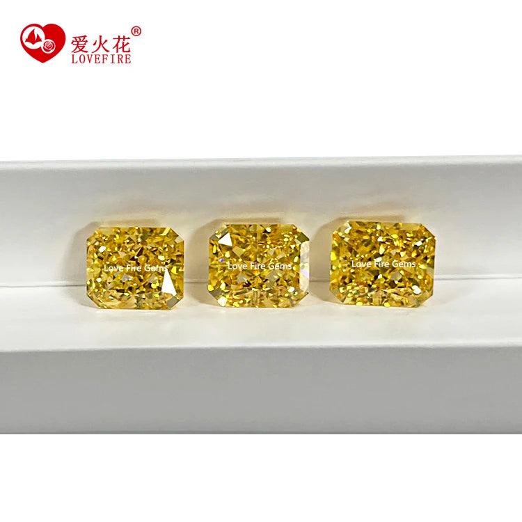 Ready Stock 5A+ 4K Zircon Synthetic Diamond Octangle Cz Stone Fancy Yellow Crushed Ice Cut Cubic Zirconia