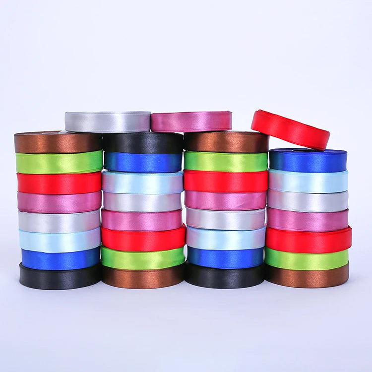 Wholesale (25 Yards/roll) 25mm Single Face Satin Ribbon Fabric Webbing Decoration Gift Christmas Ribbons satin ribbon