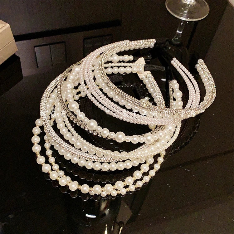 Korean Version Pearl Headband Princess Temperament All-match Retro Hair Headdress Super fairy Net Celebrity