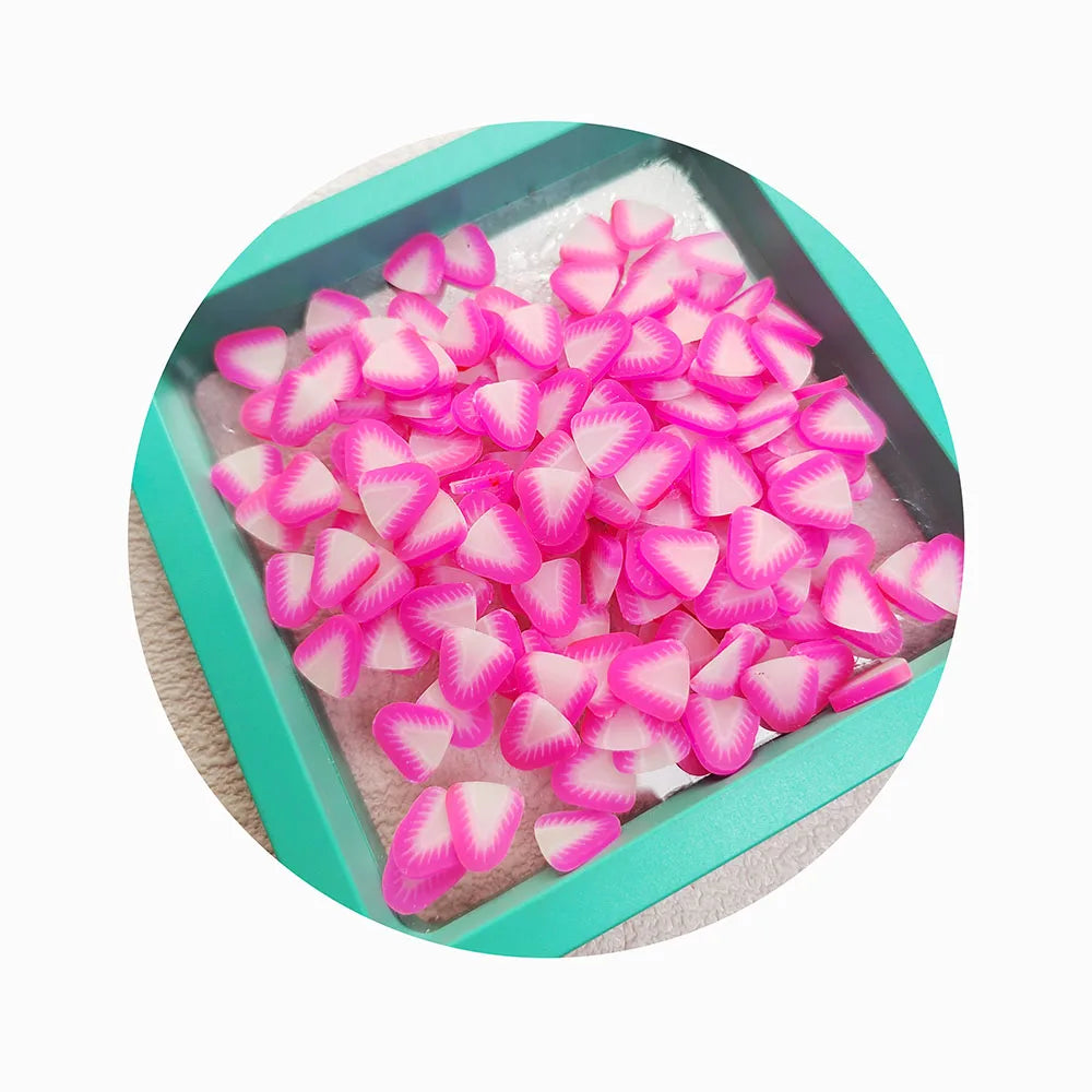 1kg Pink Luminous Strawberry Fruit Themes Factory Direct Clay Slices Ideal for Scrapbooking and Jewelry Making