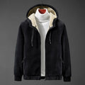 Polyester / Cotton Cardigan Zipper-Up Plus Size Men's Autumn Solid Thickened Fleece Lined Sports Sweatshirt Hoodie Jacket