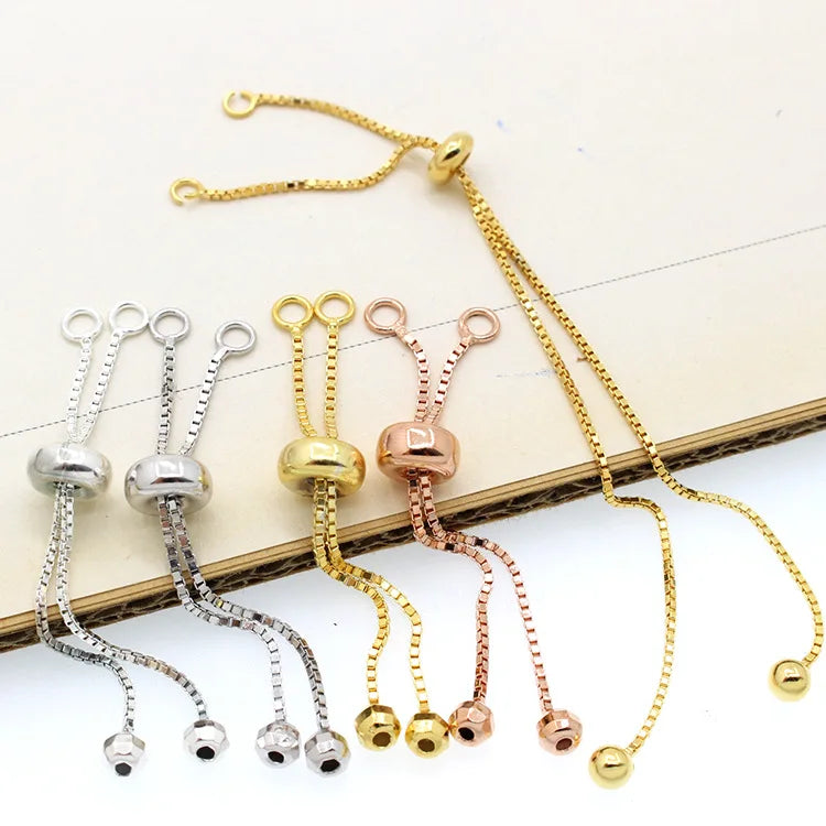 Wholesale 925 Sterling Silver Accessory Box Chain Bracelet With Fixed Silica Gel Bead for Jewelry Making