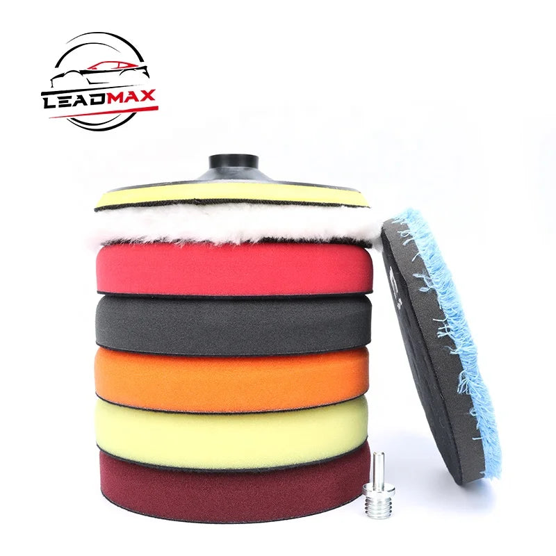 LEADMAX Auto Polisher Kit with 6-Inch Wool Foam Backing Plate Buffing Sponge Pads Customizable OEM for Car Waxing Compounding