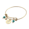Women Inspiration Jewelry Silver Gold Plated Heart Stainless Steel Charm Bracelet Expandable Adjustable Wire Bangle Bracelet