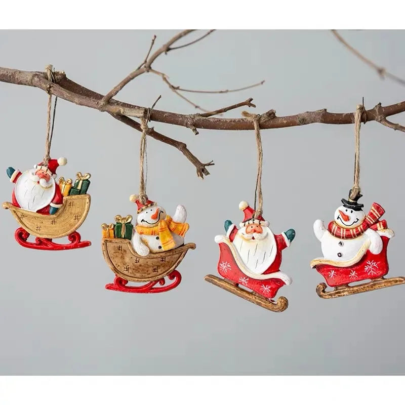 2021 Christmas Resin Small Pendant Christmas Tree Cute and Exquisite Pendant Pendant European Country Retro Christmas Ornament