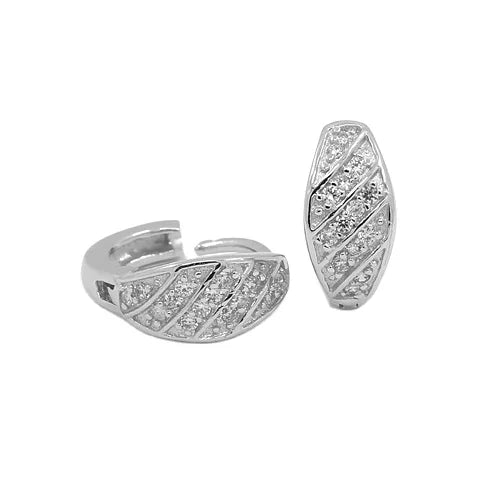 EZZ-0020 Ladies Classic Sterling Silver Chunky Cubic Zirconia Earrings Huggie Hoop Earring for Women Girl