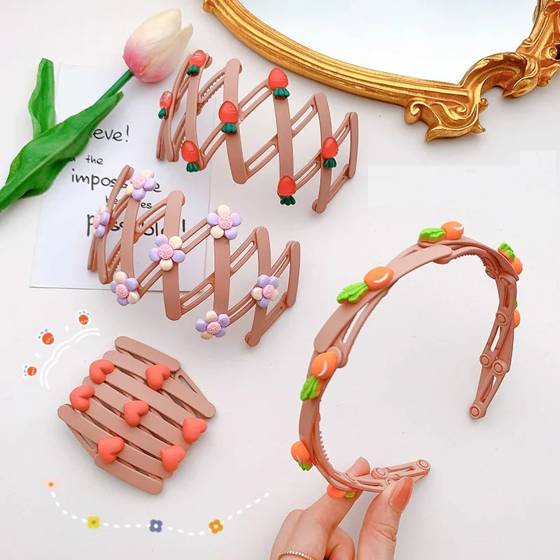 Foldable Headband Flower Hair Hoop Outdoor Portable Anti-skid Headwear Korean Style Hair Band Crystal Hair Accessories Women