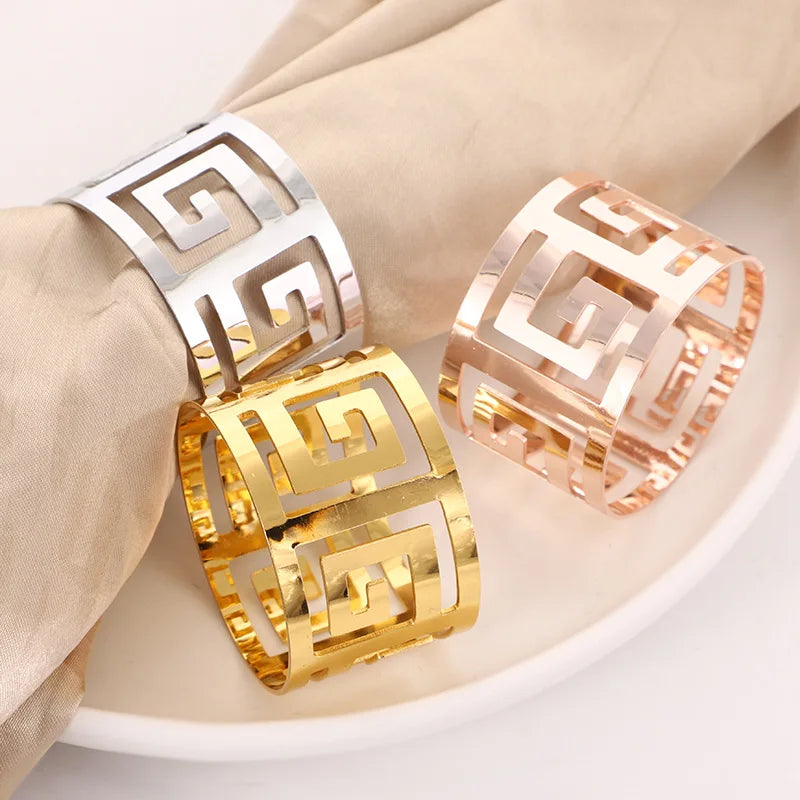 Stainless Steel Gold and Silver High-end Wedding Banquet Decorations Napkin Ring