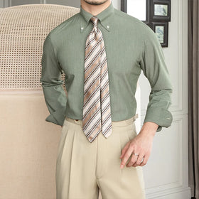 Italy New Gentleman Long-sleeved Shirt Business Casual Vintage Buttons Pointed Collar Shirt